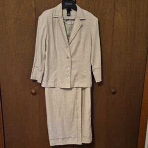 Vintage Tailor By B. Moss Womens Oatmeal Color Jacket & Long Wrap Skirt Sz 6
